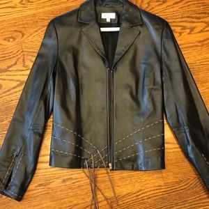 VAKKO  Black Leather Jacket Size M